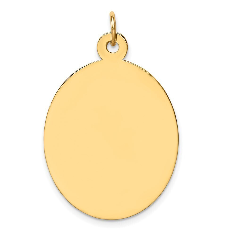 Kazi Luxury 14k Plain .027 Gauge Engravable Oval Disc Charm